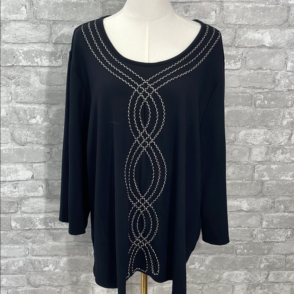 Investments Black Blouse with Silver Accents